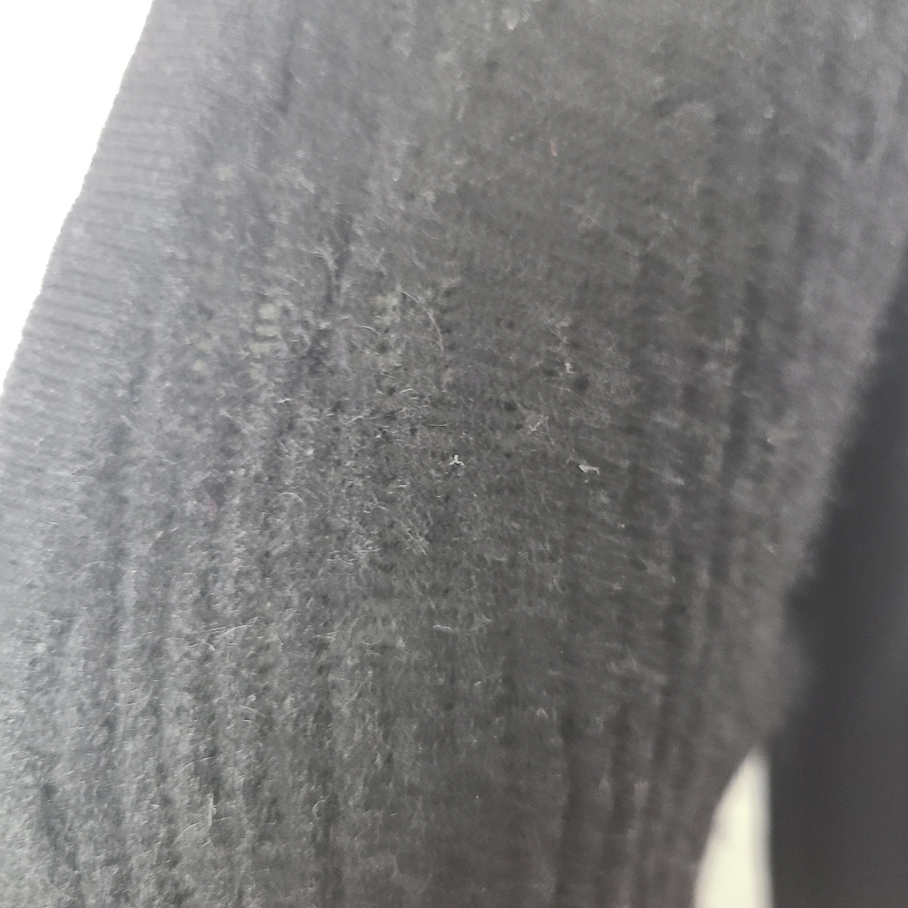 Max Studio 100% Cashmere Black Open Knit Cardigan Sz L Soft Lightweight Luxe - Picture 5 of 6